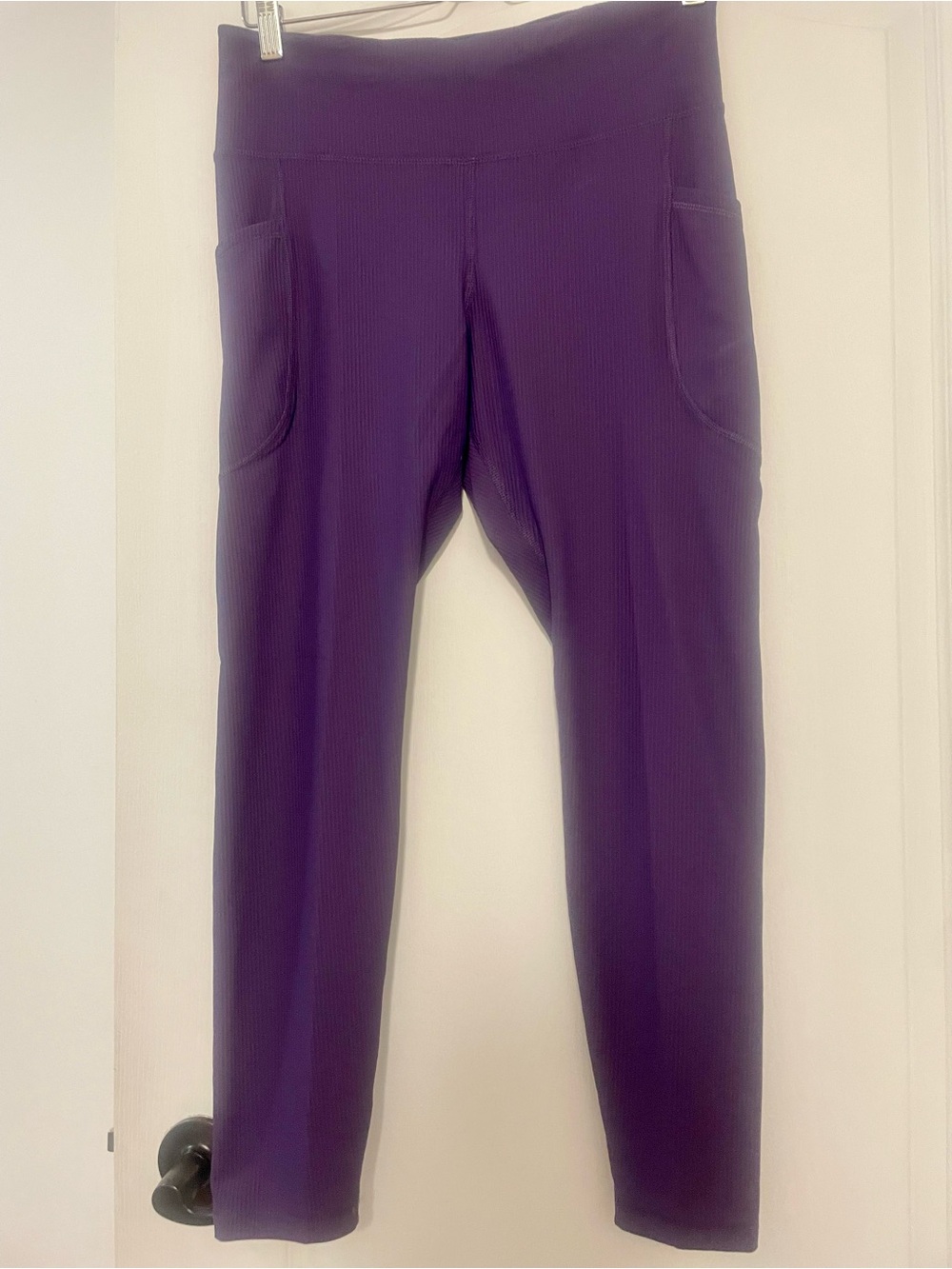NWT Old Navy High-Rise Purple Ribbed Leggings, Size Large